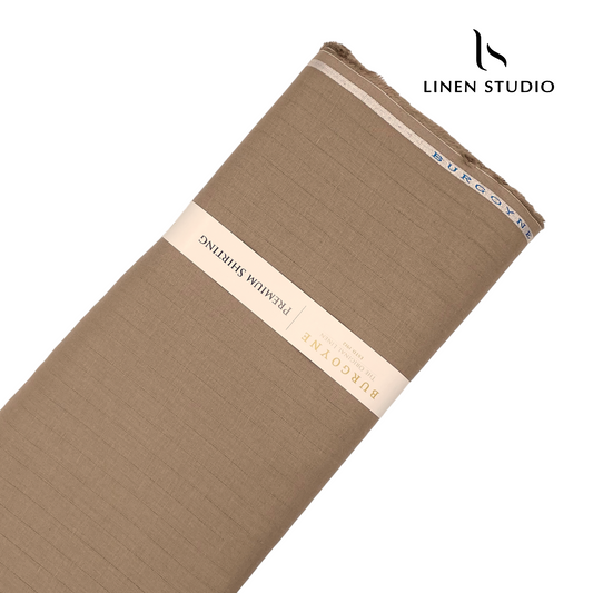 Peanut Brown Self Stripe - Pure Linen 70 Lea - Linen Studio