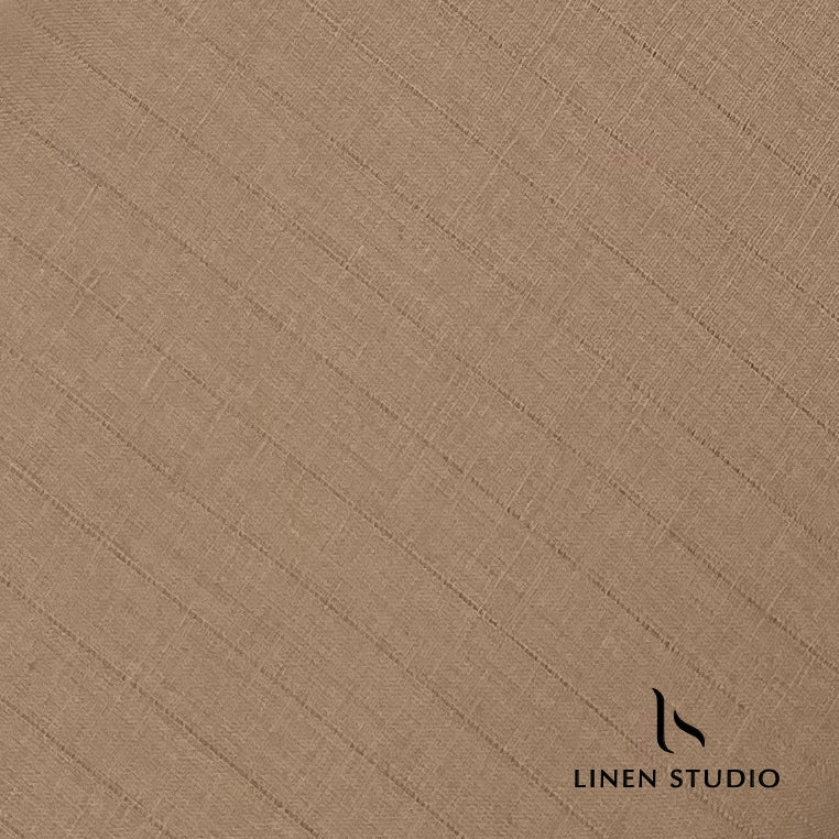 Peanut Brown Self Stripe - Pure Linen 70 Lea - Linen Studio