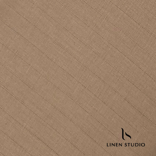 Peanut Brown Self Stripe - Pure Linen 70 Lea - Linen Studio