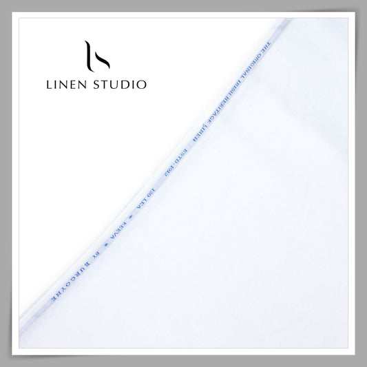 Burgoyne Pure Linen 120 Lea Twill Shirting - Super White (Premium) (NEW)
