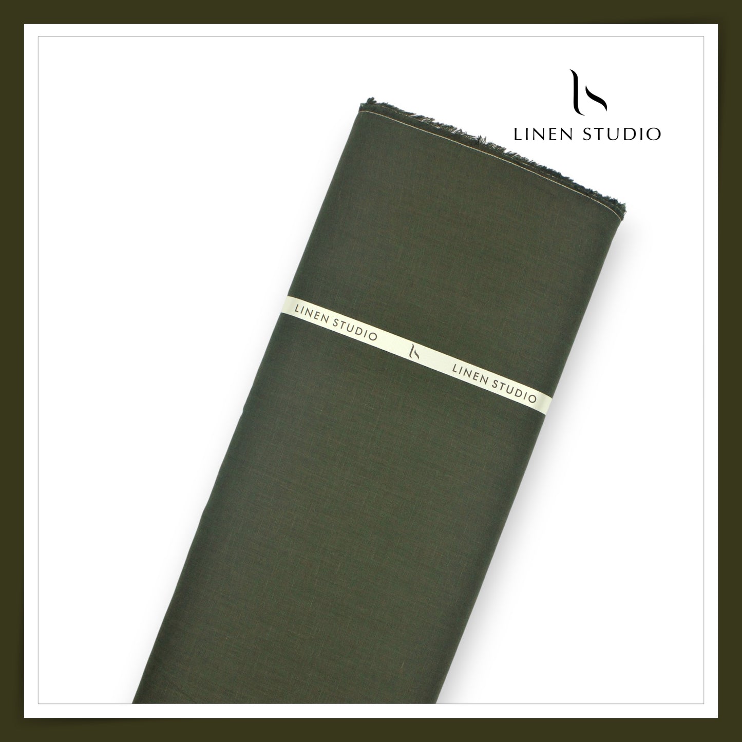 Linen Studio 60 Lea Pure Linen Shirting - Rifle Green (50% SALE) (NEW)