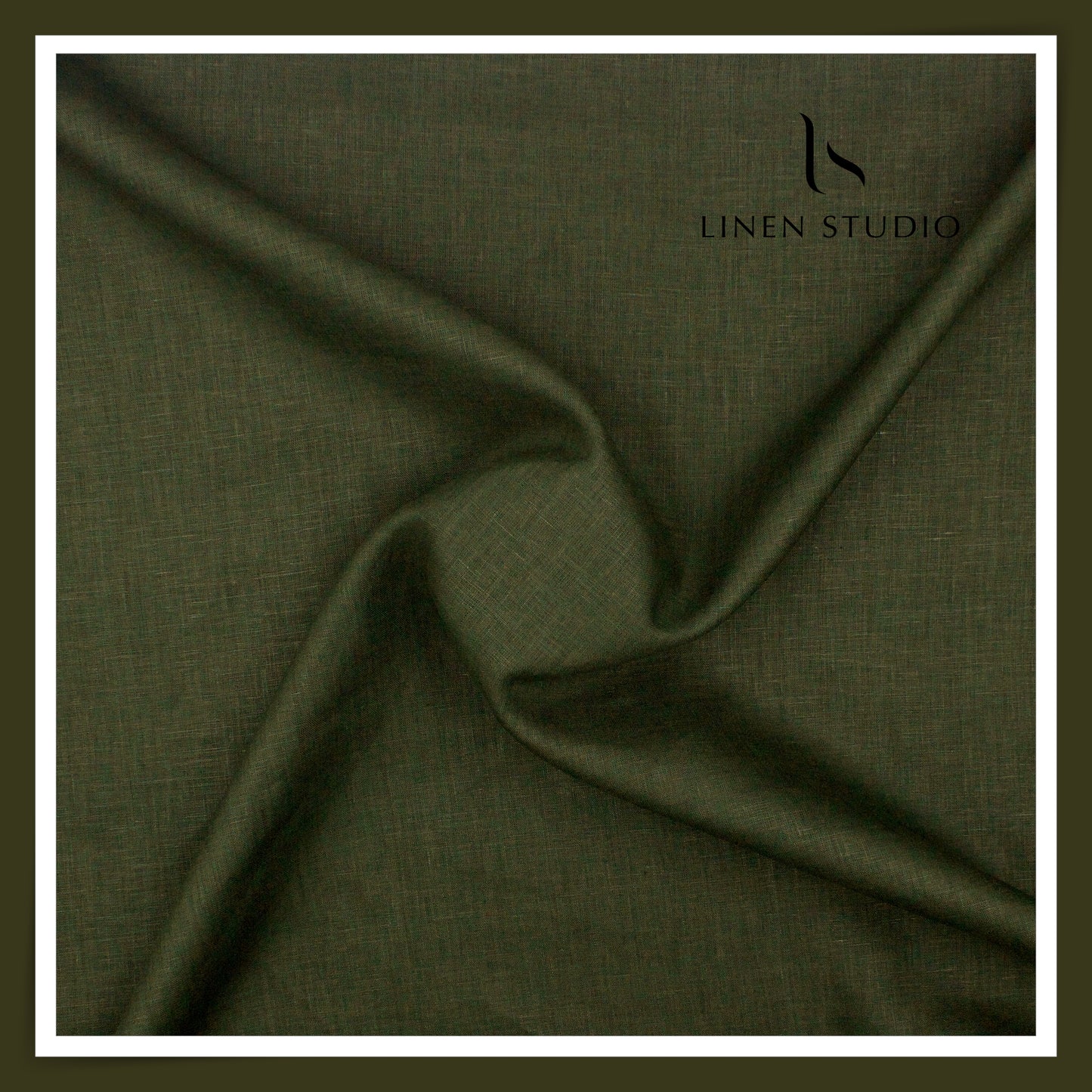 Linen Studio 60 Lea Pure Linen Shirting - Rifle Green (50% SALE) (NEW)