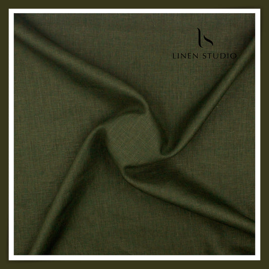 Linen Studio 60 Lea Pure Linen Shirting - Rifle Green (50% SALE) (NEW)