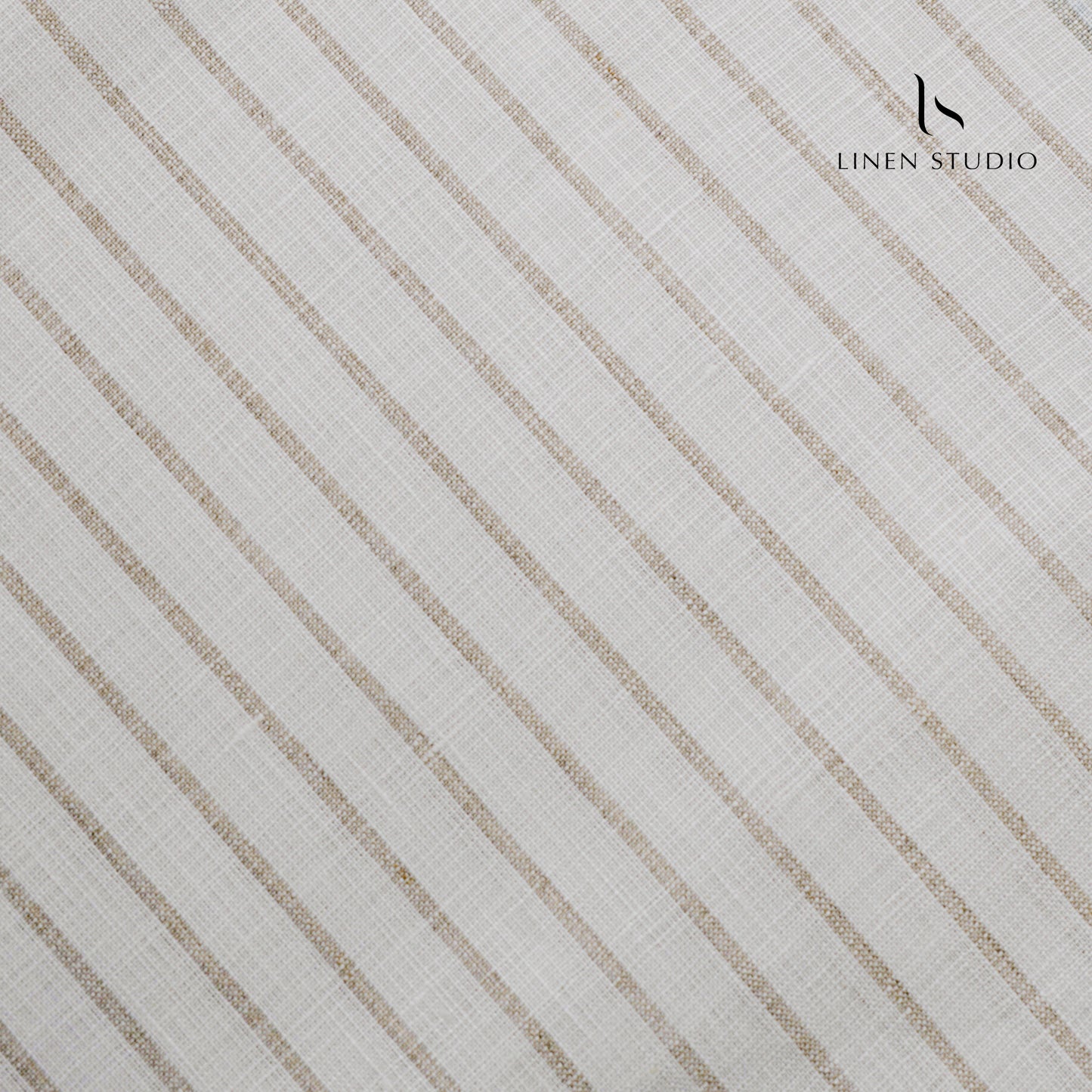 True Linen 60 Lea European Linen Shirting - Natural Stripes