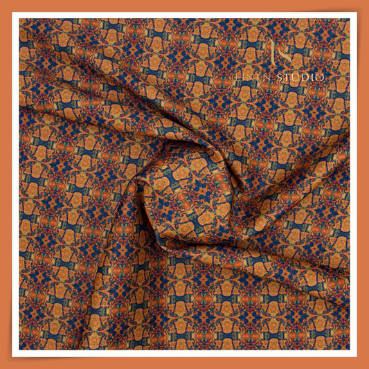 Cotton Silk Digital Printed Shirting - Tiger Orange