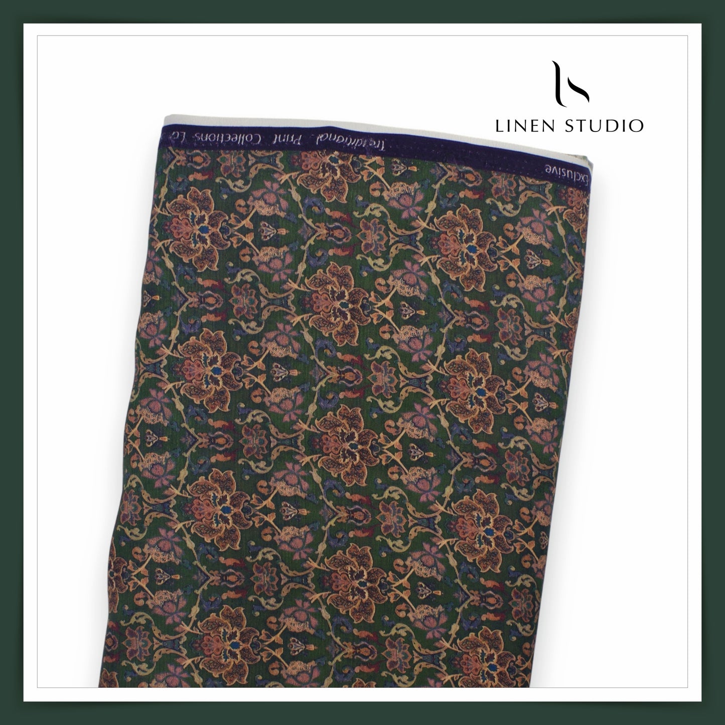 Cotton Silk Digital Printed Shirting - Lunar Green