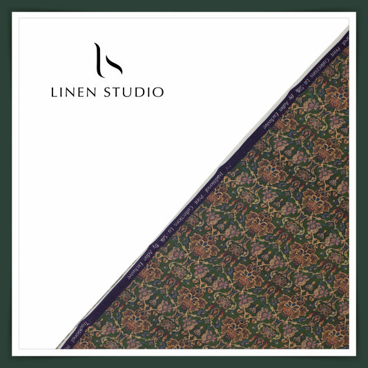 Cotton Silk Digital Printed Shirting - Lunar Green