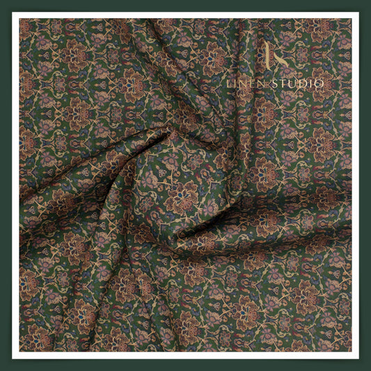 Cotton Silk Digital Printed Shirting - Lunar Green