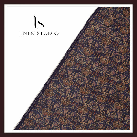 Cotton Silk Digital Printed Shirting - Aubergine Purple