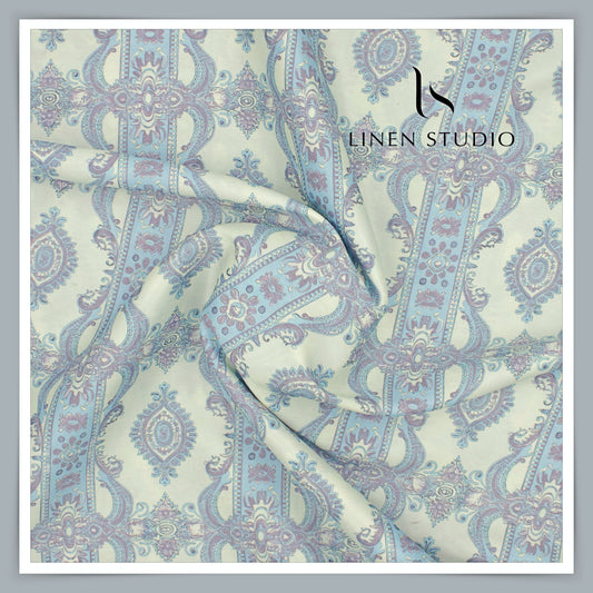 Cotton Silk Digital Printed Shirting - Grey Nickel
