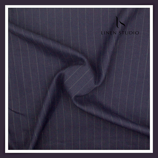 40 Lea Premium Linen Suiting by Burgoyne - Purply Blue Stripes (NEW)