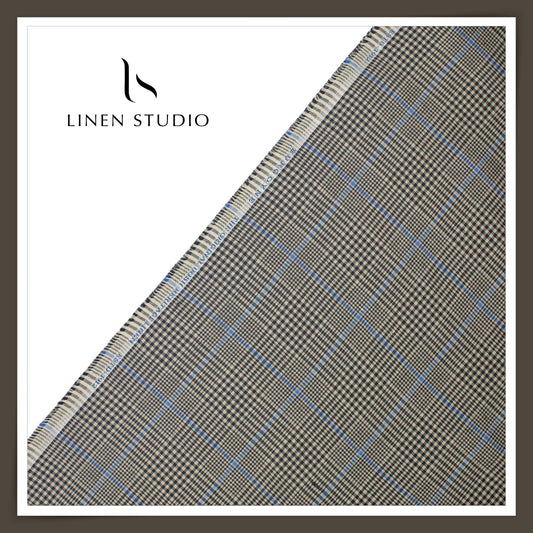 40 Lea Premium Linen Suiting by Burgoyne - Glen Plaid Checked (NEW) (Fastest Selling)