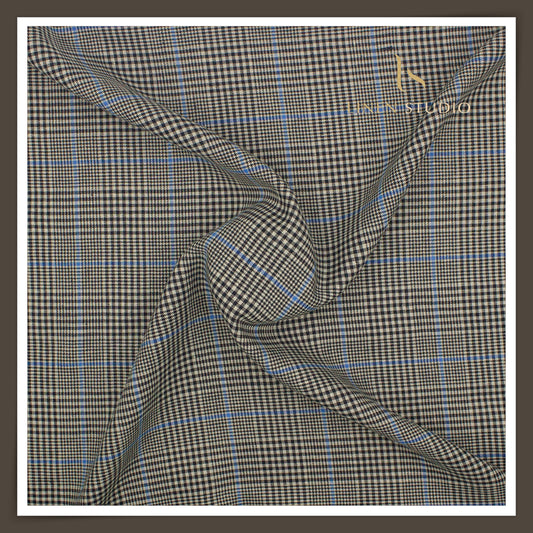 40 Lea Premium Linen Suiting by Burgoyne - Glen Plaid Checked (NEW) (Fastest Selling)