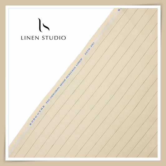 40 Lea Premium Linen Suiting by Burgoyne - Spanish White Stripes (NEW)