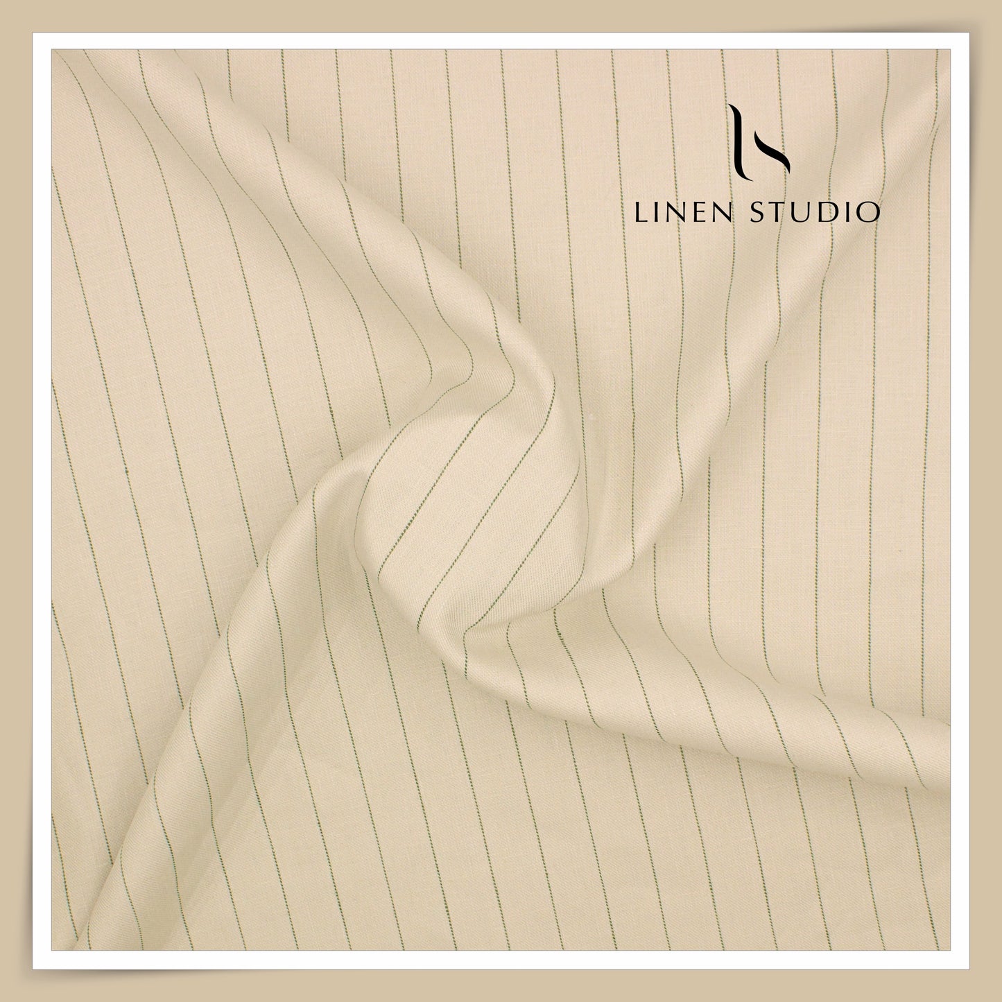 40 Lea Premium Linen Suiting by Burgoyne - Spanish White Stripes (NEW)