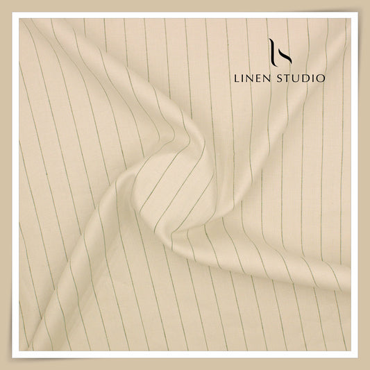 40 Lea Premium Linen Suiting by Burgoyne - Spanish White Stripes (NEW)