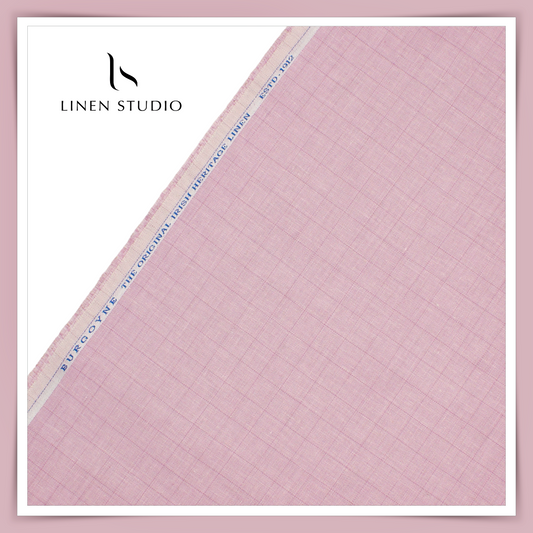 Burgoyne Pure Linen Checks Suiting - Flamingo - Linen Studio
