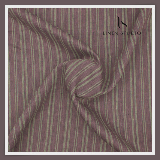 Linen Club 60 Lea Premium Shirting - Opium Purple Fancy Designer Stripes (NEW) (Most Selling)