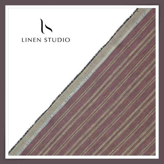 Linen Club 60 Lea Premium Shirting - Opium Purple Fancy Designer Stripes (NEW) (Most Selling)