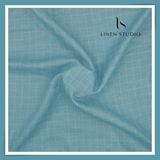 Linen Club 60 Lea Netted Shirting - Moonstone Blue Checks (NEW)