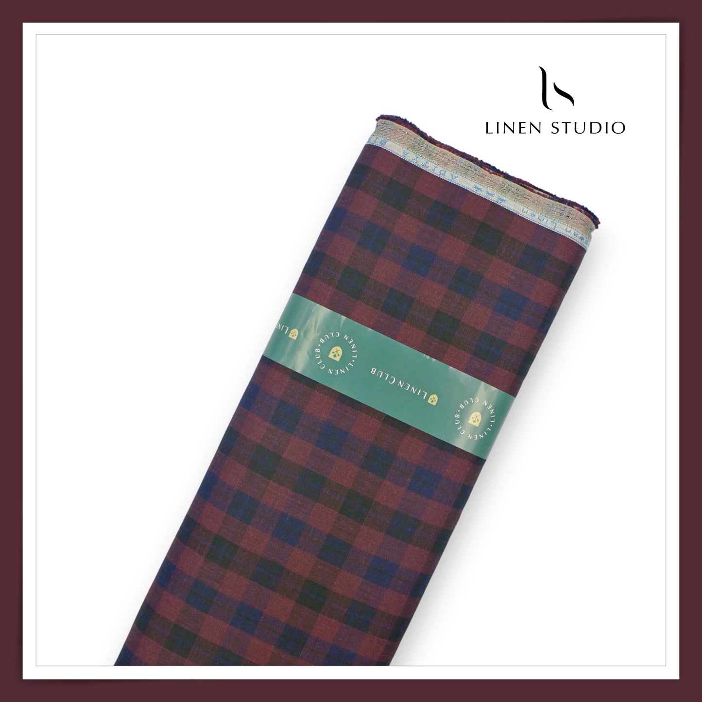 Linen Club 50 Lea Shirting - Dark Multicolour Checks (NEW) (Zoom In)