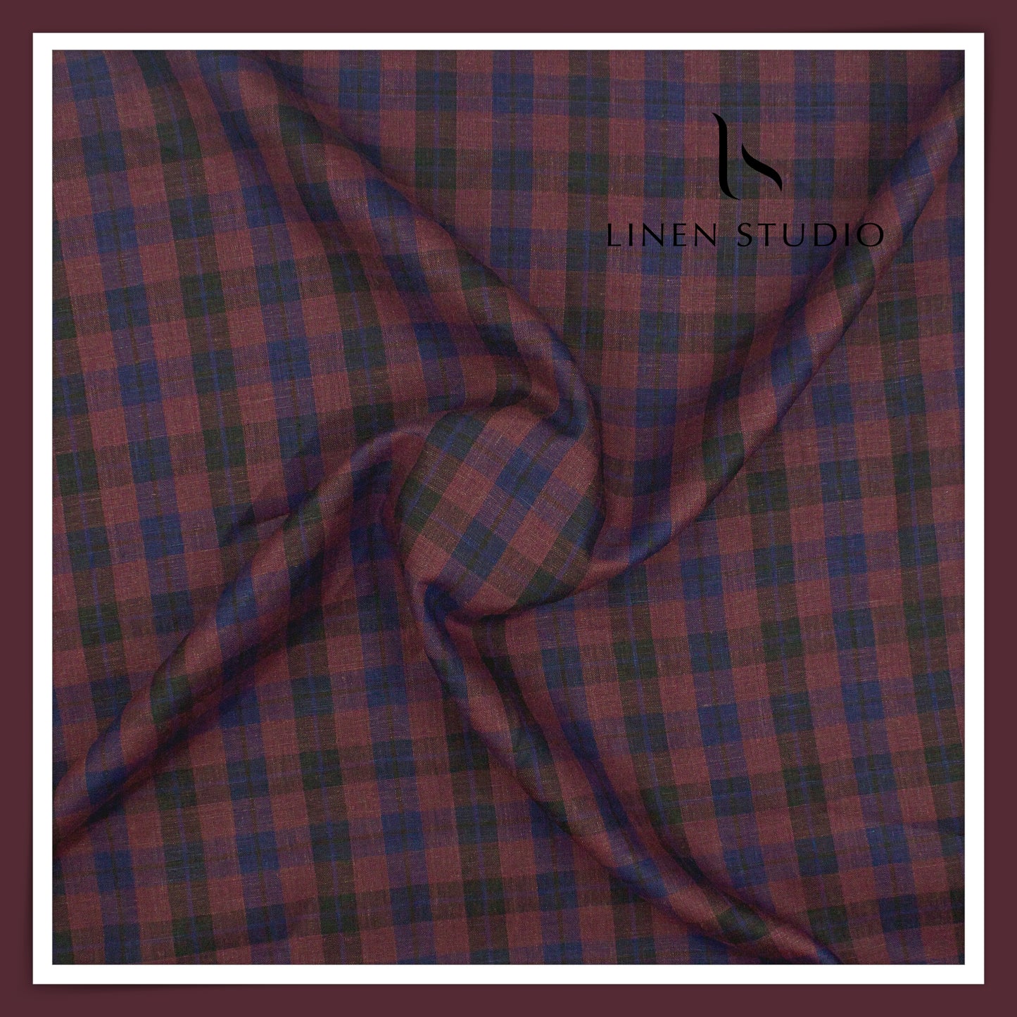 Linen Club 50 Lea Shirting - Dark Multicolour Checks (NEW) (Zoom In)