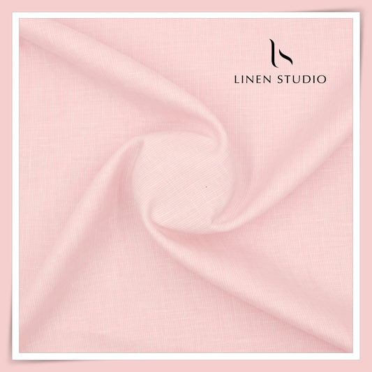 Linen Club 60 Lea Pure Linen Shirting - Pink Smallest Stripes (NEW) (Fastest Selling)