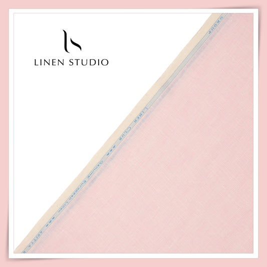 Linen Club 60 Lea Pure Linen Shirting - Pink Smallest Stripes (NEW) (Fastest Selling)