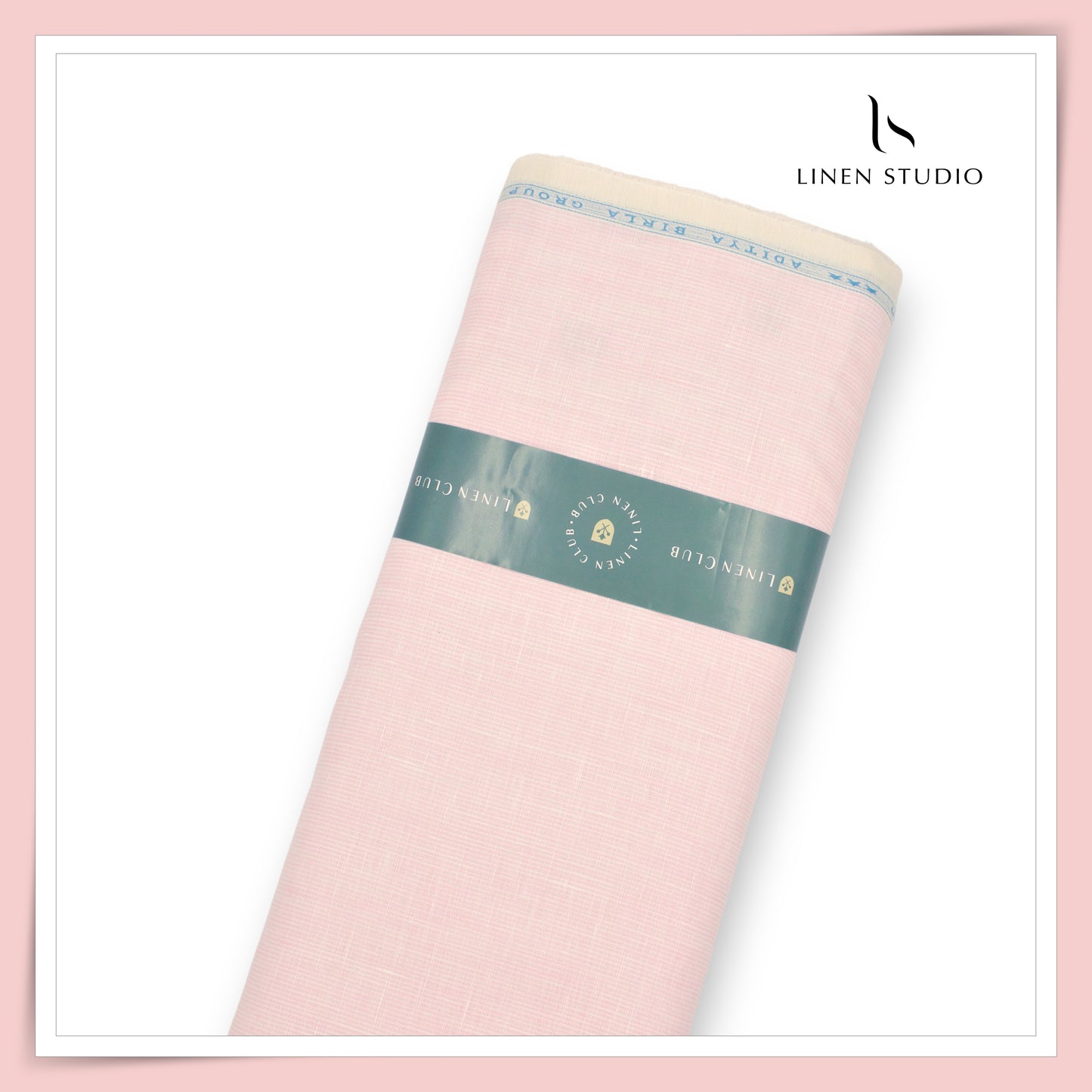 Linen Club 60 Lea Pure Linen Shirting - Pink Smallest Stripes (NEW) (Fastest Selling)