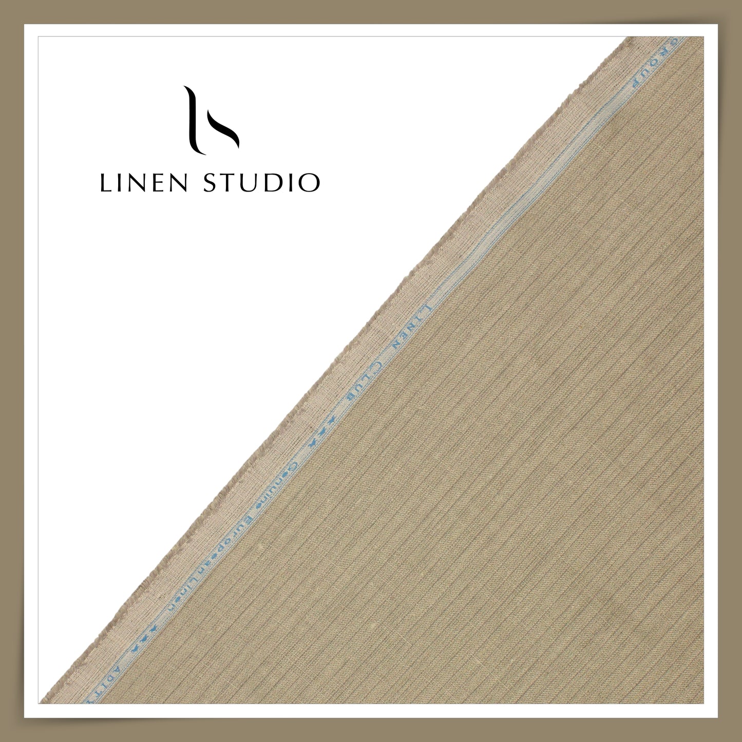 Linen Club 40 Lea Premium Linen Suiting - Beige Biscuit Classy Stripes (NEW) (Zoom In)