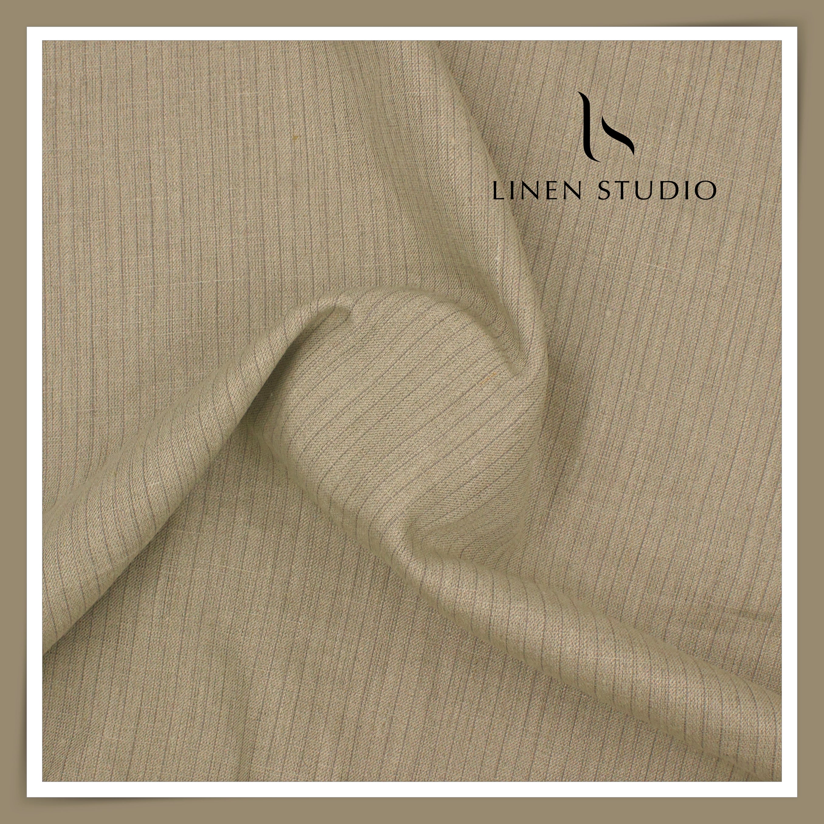 Linen Club 40 Lea Premium Linen Suiting - Beige Biscuit Classy Stripes ...