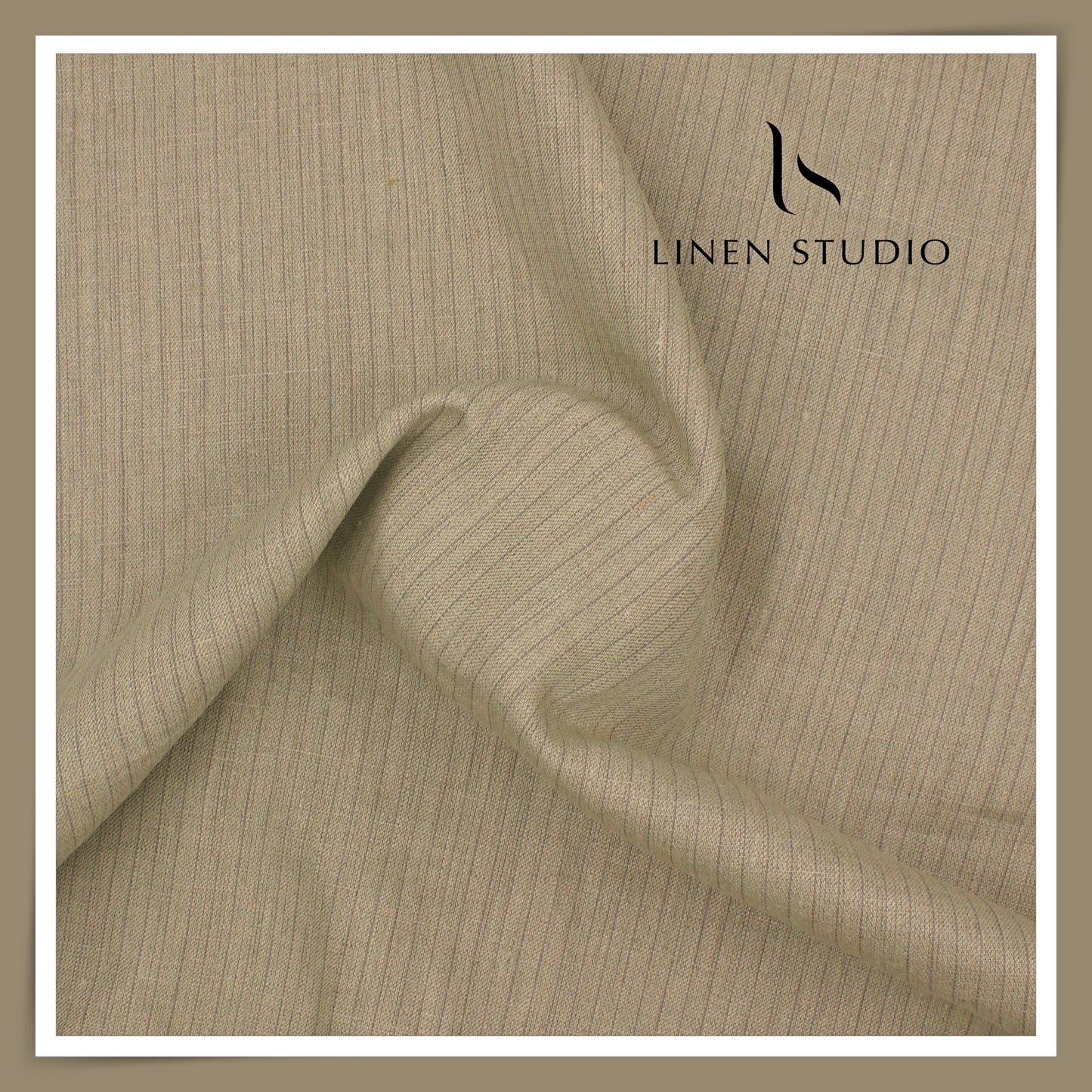 Linen Club 40 Lea Premium Linen Suiting - Beige Biscuit Classy Stripes (NEW) (Zoom In)
