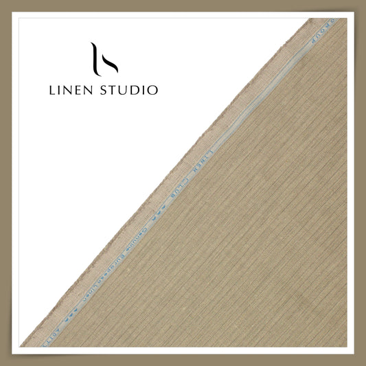 Linen Club 40 Lea Premium Linen Suiting - Beige Biscuit Classy Stripes (NEW) (Zoom In)