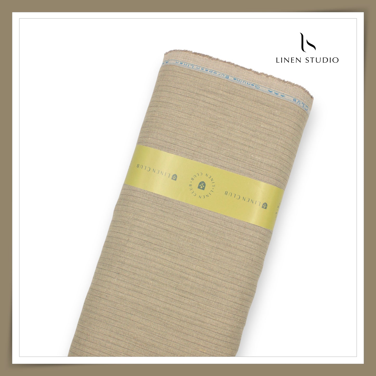 Linen Club 40 Lea Premium Linen Suiting - Beige Biscuit Classy Stripes (NEW) (Zoom In)