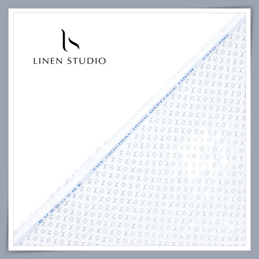 Burgoyne 70 Lea Premium Linen Digital Printed Shirting - White Cross (NEW)
