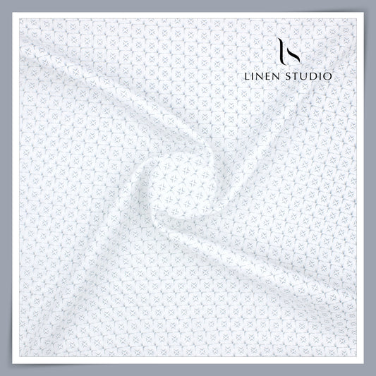 Burgoyne 70 Lea Premium Linen Digital Printed Shirting - White Cross (NEW)