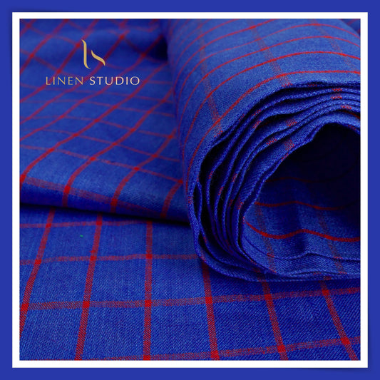 Pure Linen Checks Suiting - 03 - Linen Studio