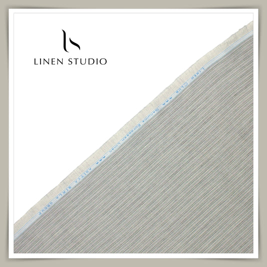 Linen Club 60 Lea Shirting - Silver Stripes (NEW)