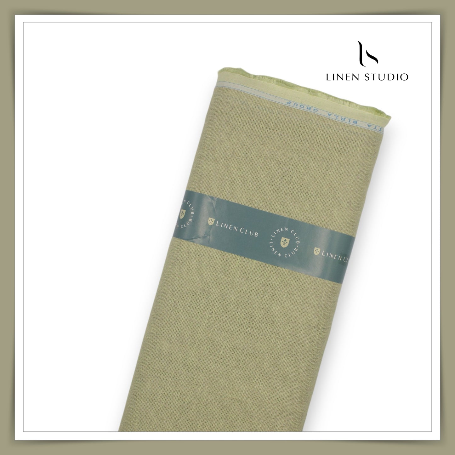 Linen Club 60 Lea Netted Shirting - Brownish Green (NEW)