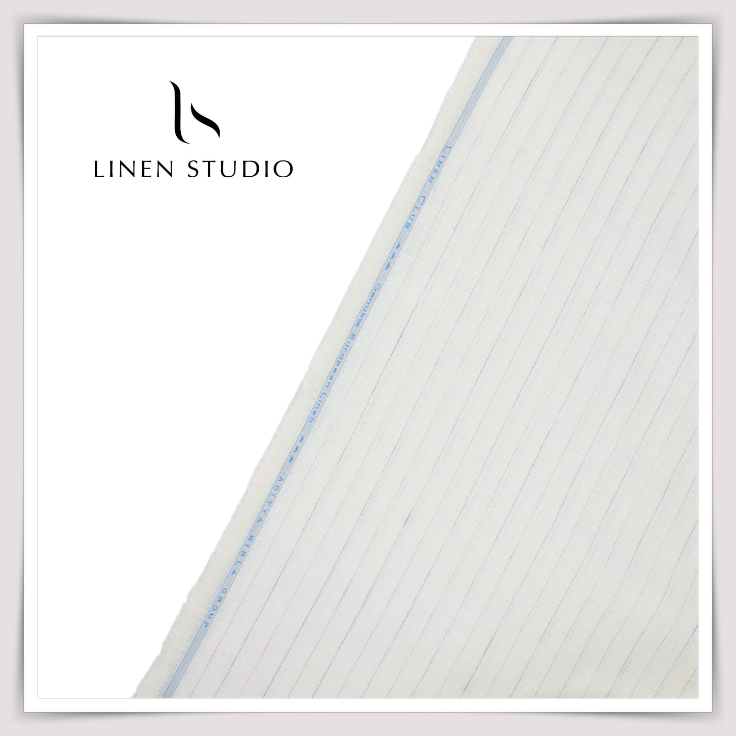 Linen Club 60 Lea Netted Shirting - White Stripes (NEW)