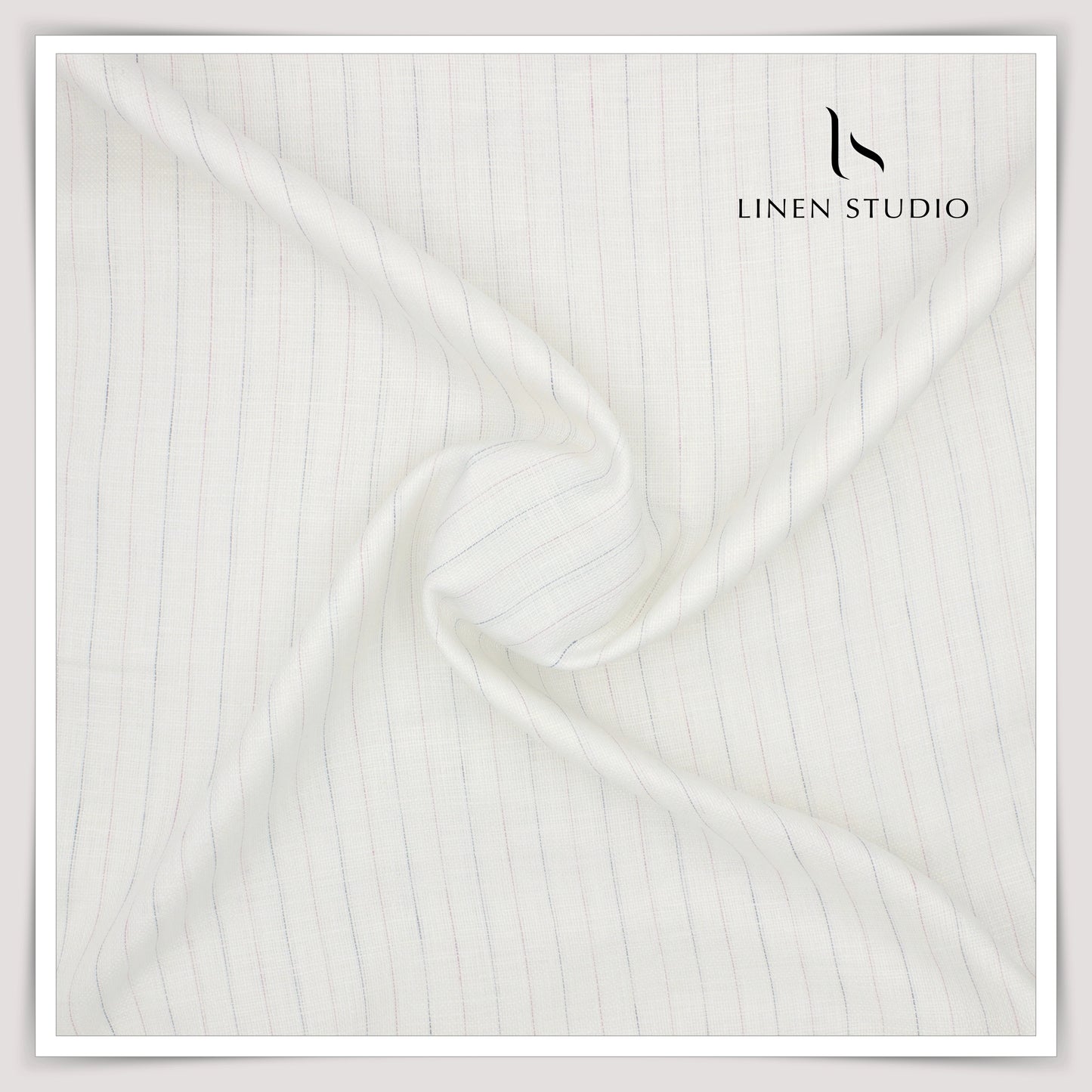 Linen Club 60 Lea Netted Shirting - White Stripes (NEW)