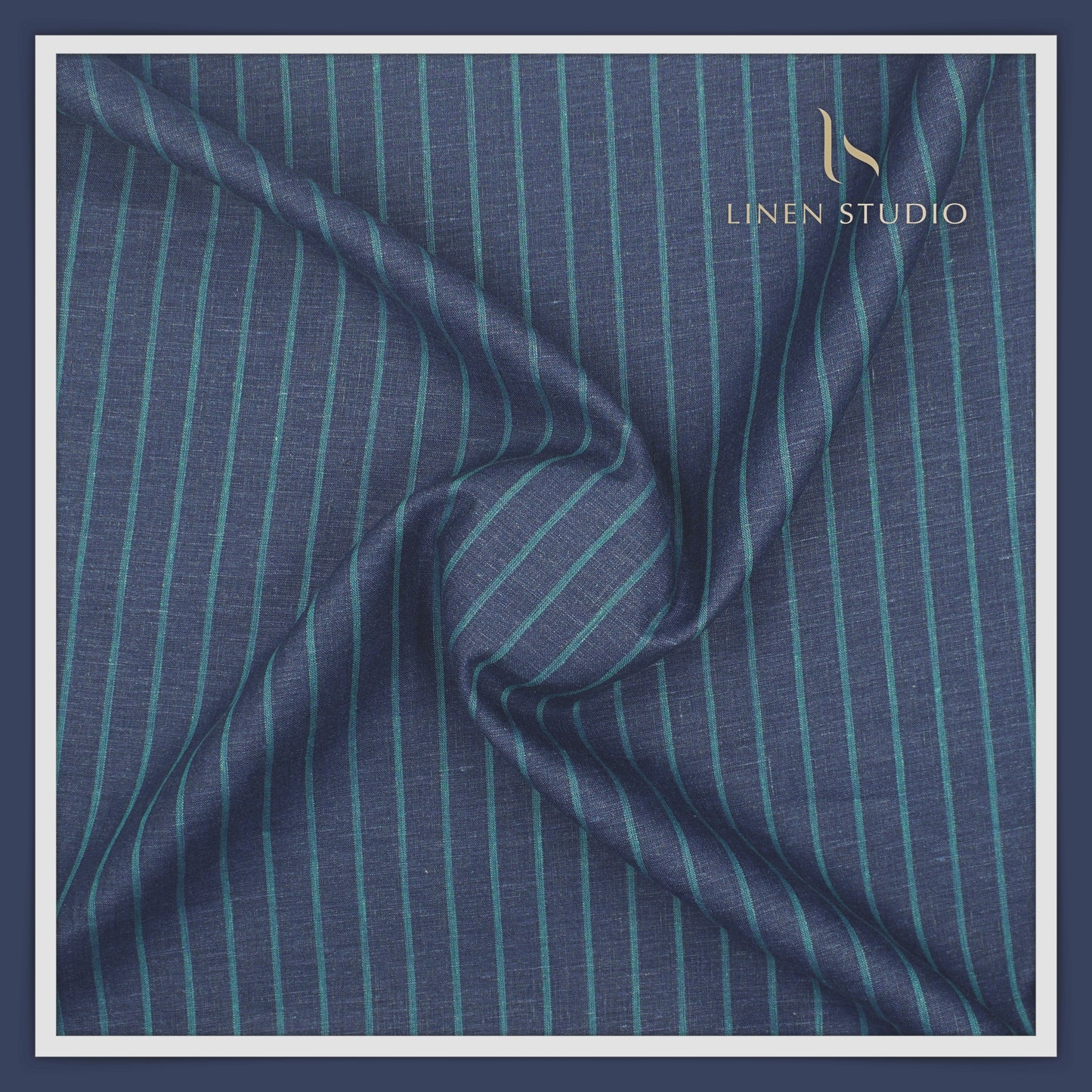 Linen Club 60 Lea Shirting - Marble Blue Stripes (NEW)
