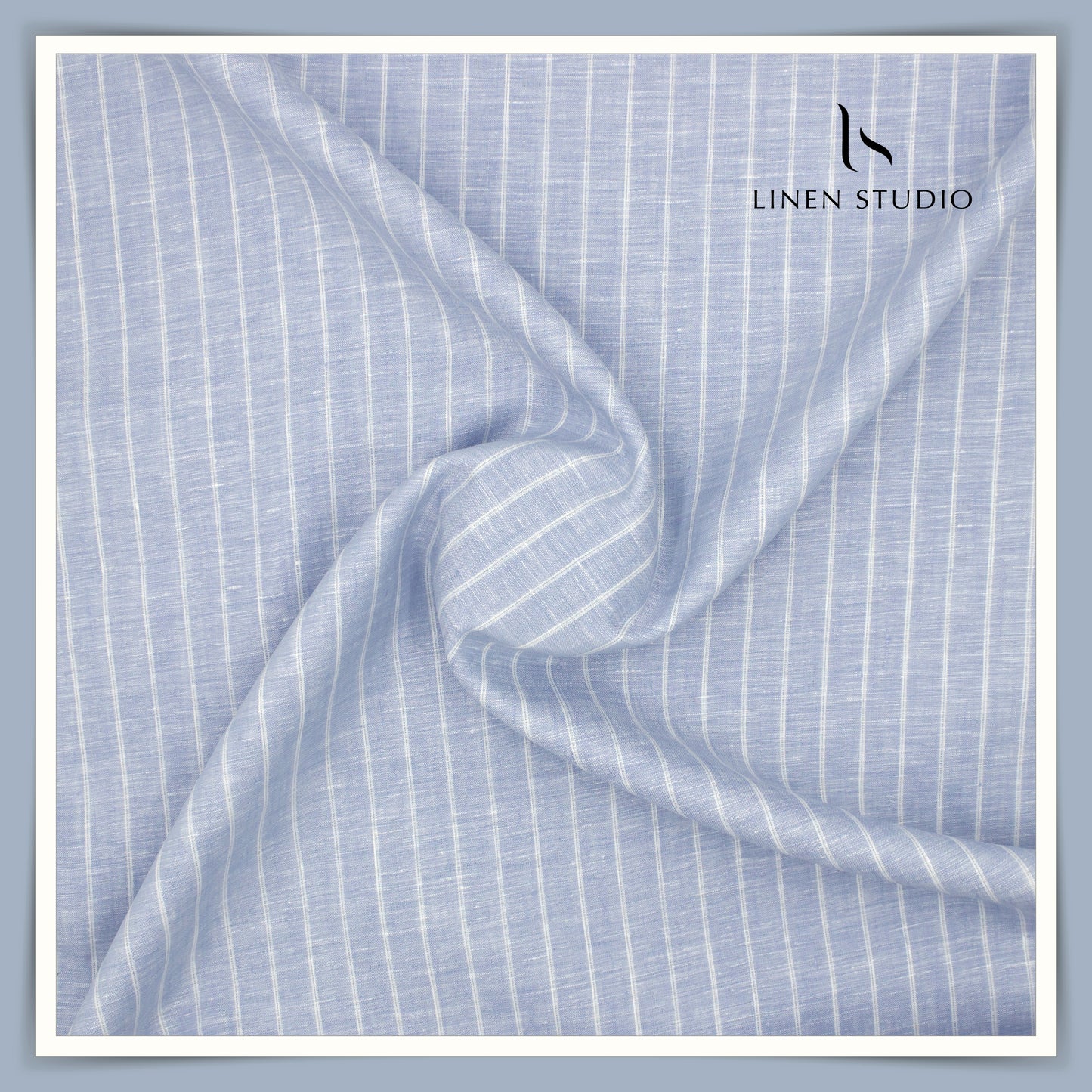 Linen Club 60 Lea Shirting - Light Blue Classic Stripes (NEW)