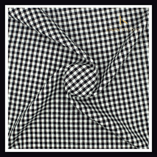 Linen Club 50 Lea Shirting - Black & White Classic Checks (NEW)