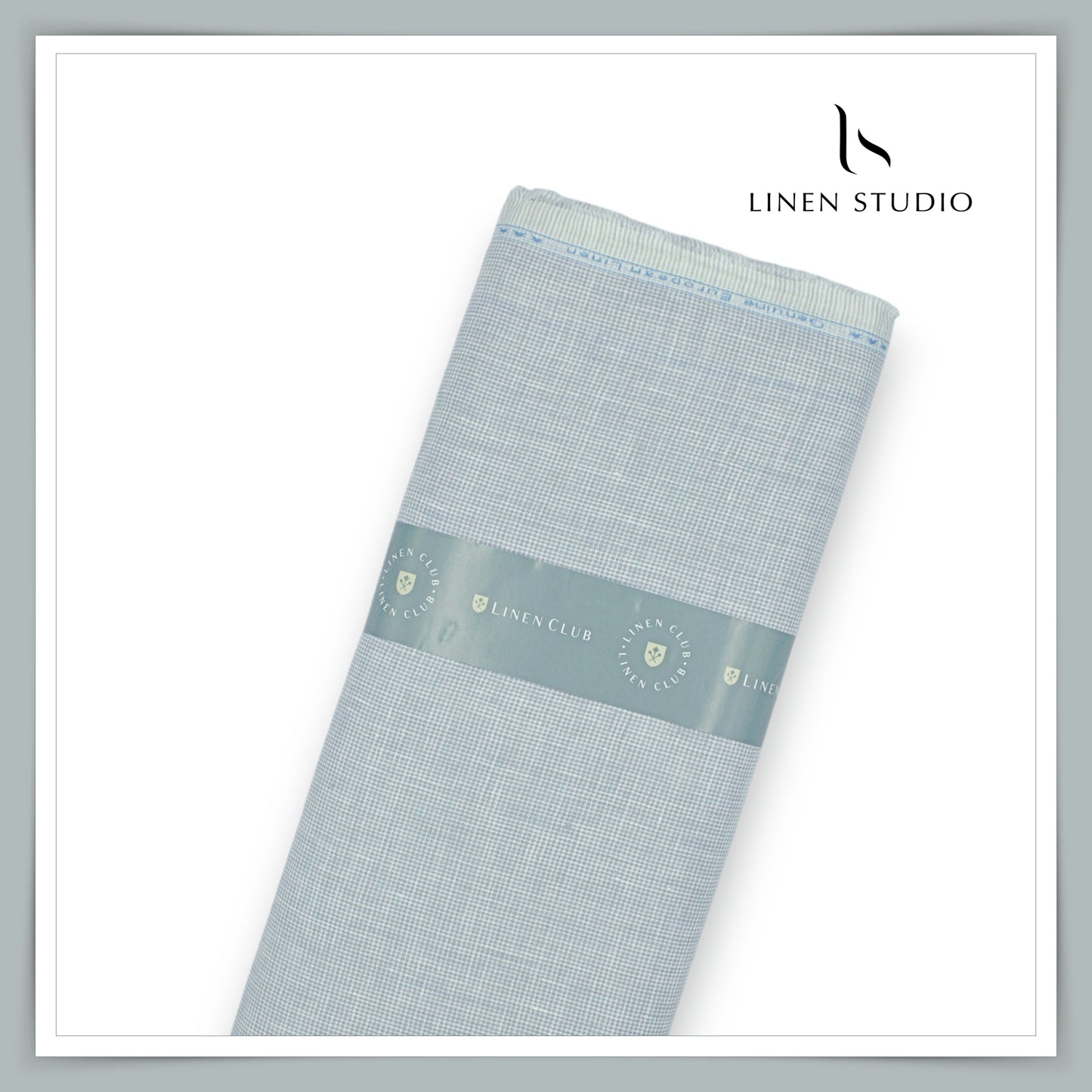 Linen Club 60 Lea Shirting - Houndstooth Checks Greyish Green (NEW)