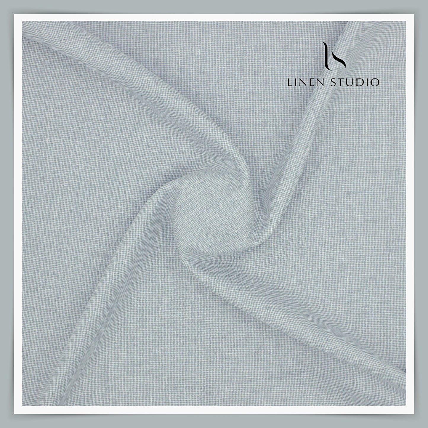 Linen Club 60 Lea Shirting - Houndstooth Checks Greyish Green (NEW)