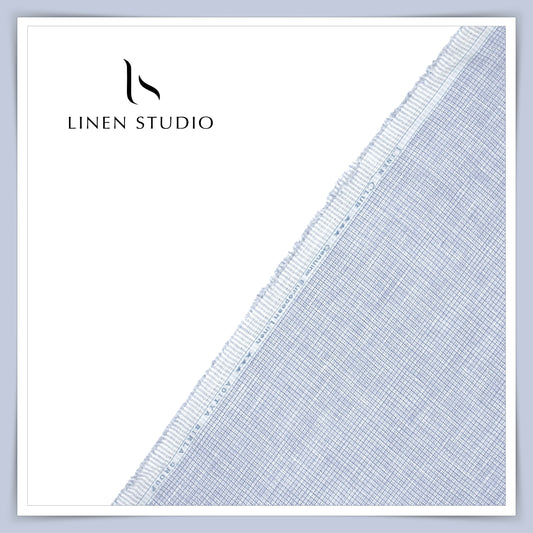 Linen Club 60 Lea Netted Shirting - Subtle Blue Checks (NEW)