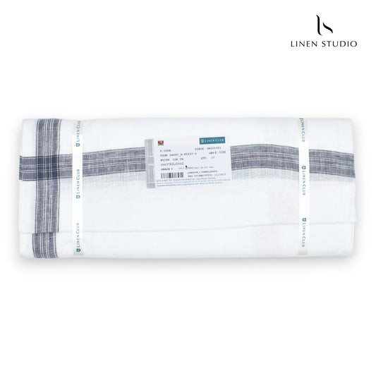 Pure Linen Dhoti by Linen Club - Elephant Grey Medium Border