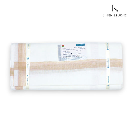 Pure Linen Dhoti by Linen Club - Sorrell Brown Medium Border