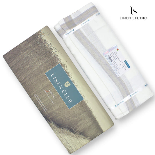Pure Linen Dhoti by Linen Club - Lilac Green Medium Border